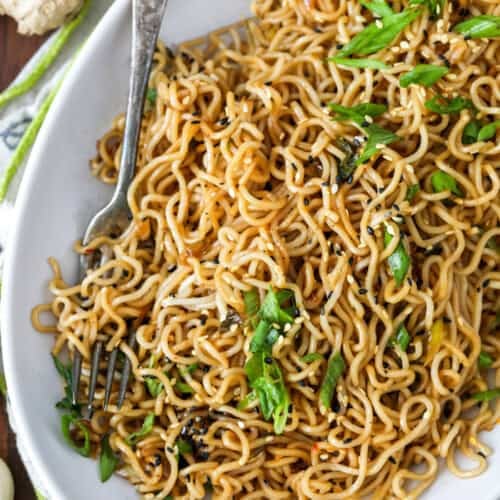plate of Sesame Ramen Noodles with a fork