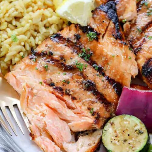 close up of a piece of Easy Grilled Salmon