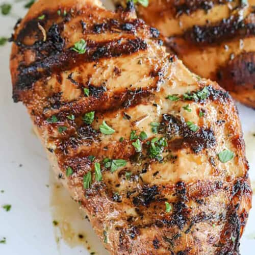 cooked chicken breast with The Best Chicken Marinade