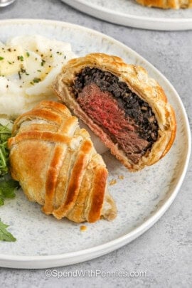 juicy Beef Wellington on a plate
