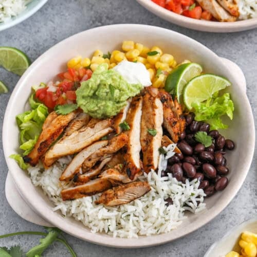 Chipotle Burrito Bowl with a bowl of corn and rice