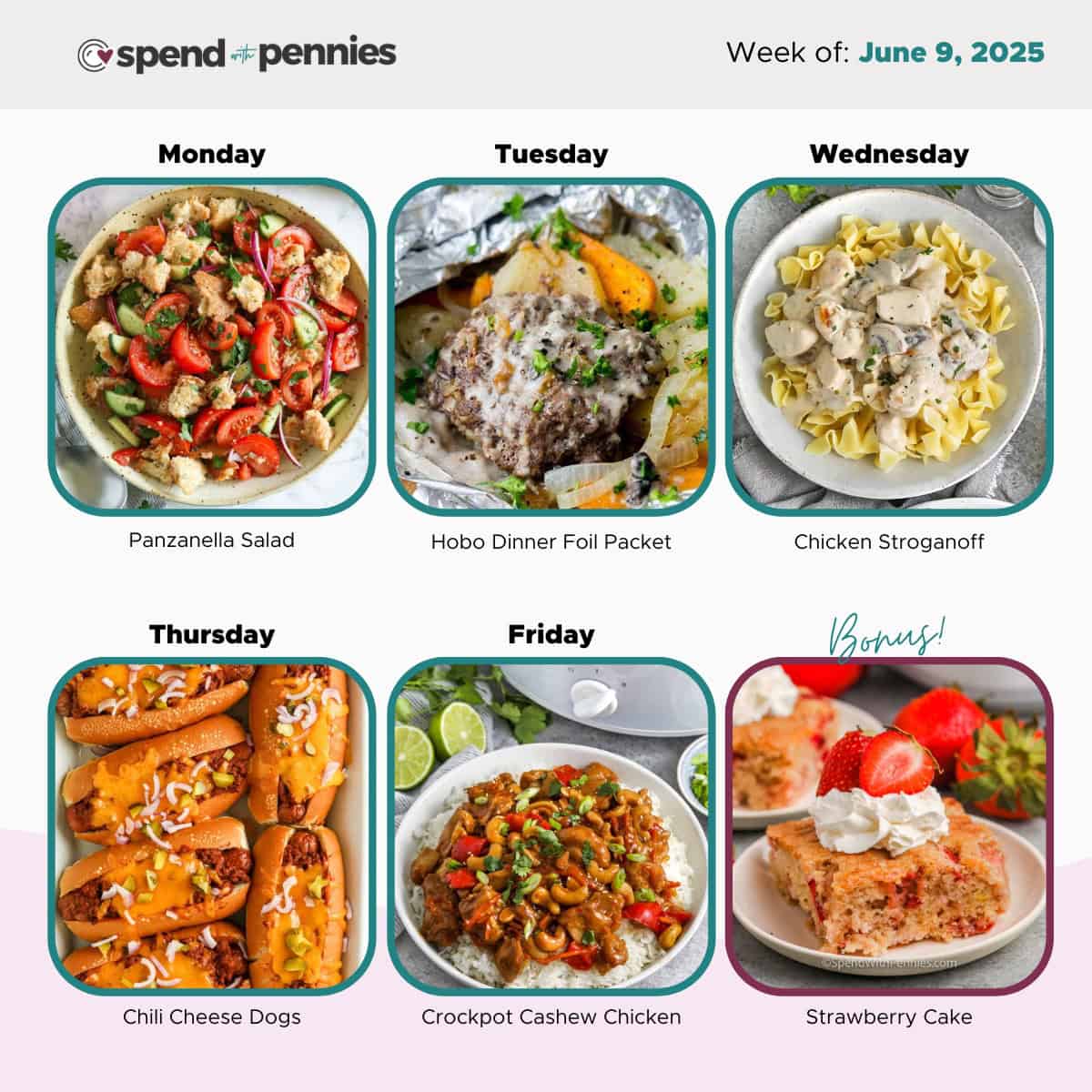 Weekly Meal Plan June 9, 2025 Menu