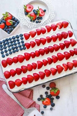 american Flag Cake with Cheesecake Topping
