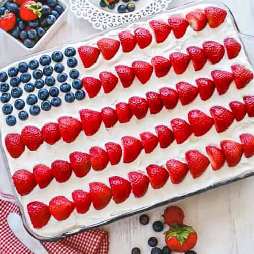 american Flag Cake with Cheesecake Topping