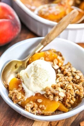 Peach Crisp with ice cream