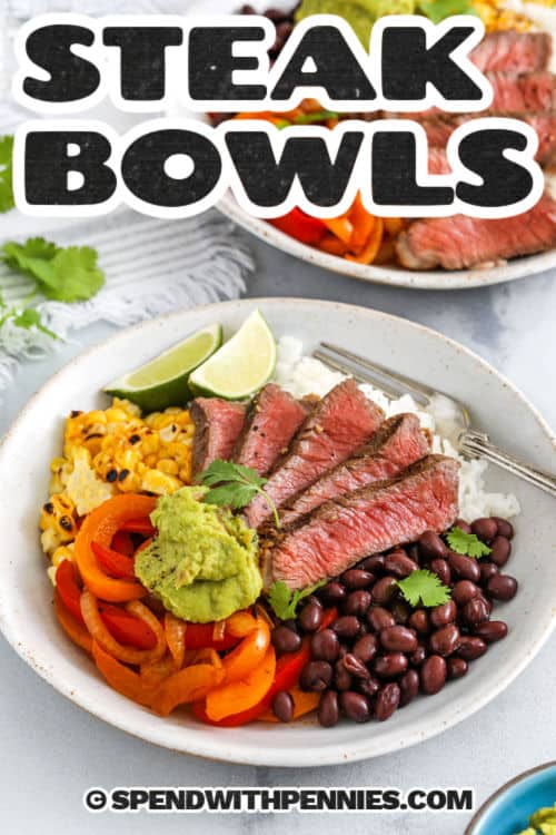 plates of Steak Bowls with a title