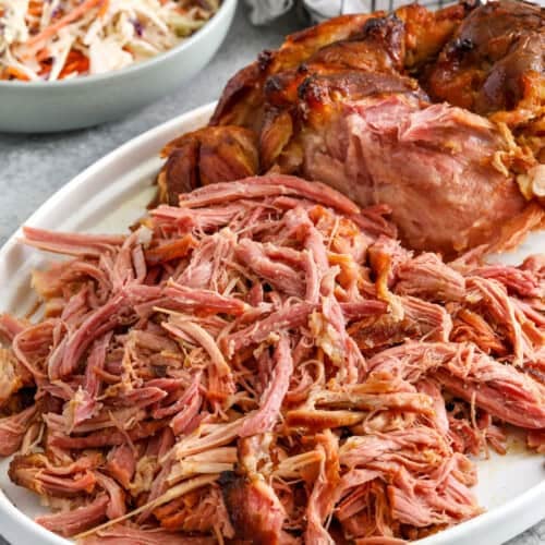 close up of juicy Pulled Ham on a plate