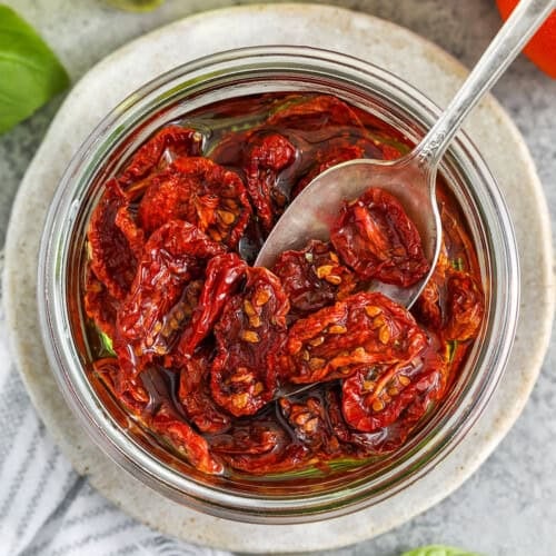 top view of plated Sun Dried Tomatoes