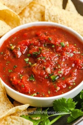 bowl of Homemade Salsa with chips
