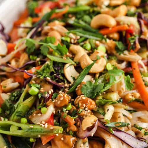 dish of Sesame Ginger Chicken Noodle with cashews