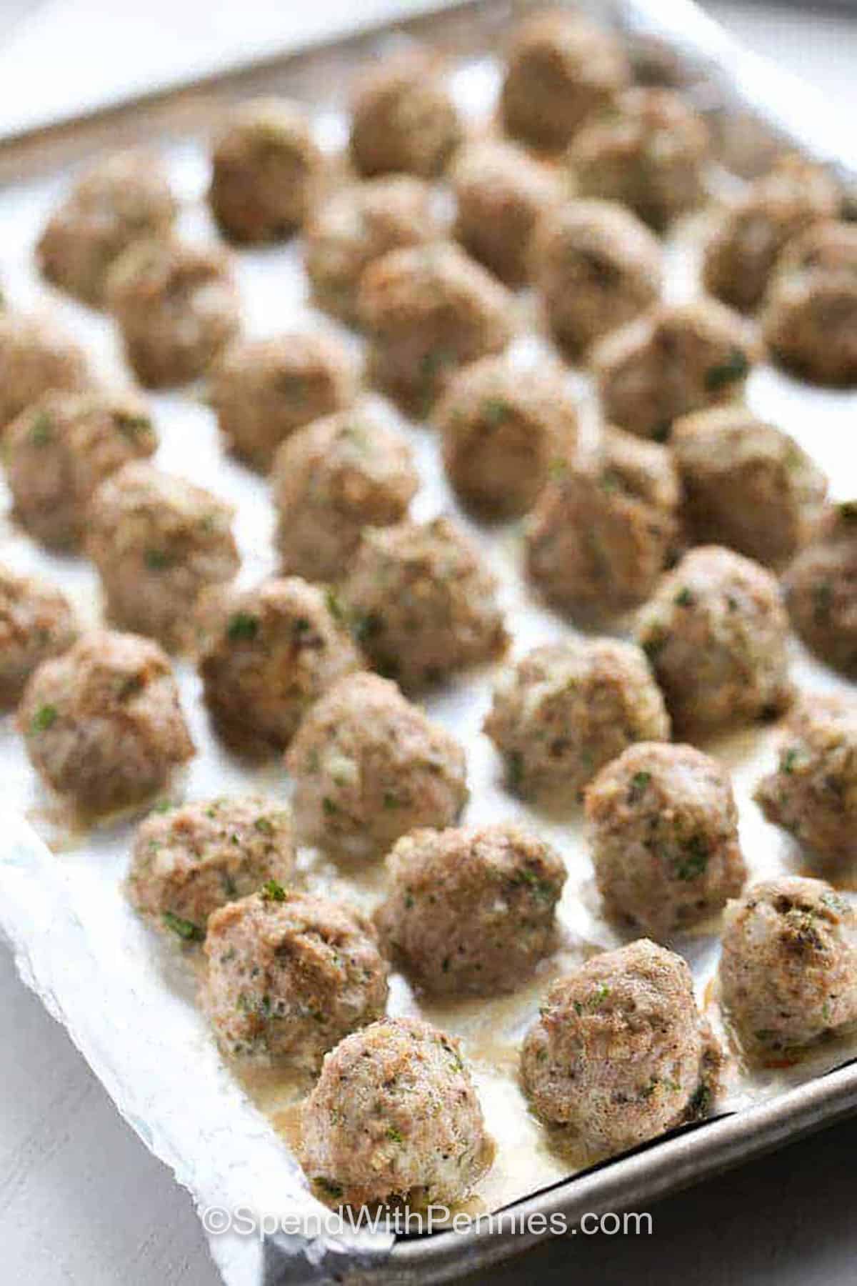 All Purpose Turkey Meatballs on a sheet pan