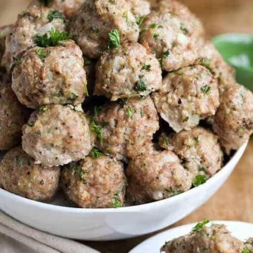 bowl of All Purpose Turkey Meatballs