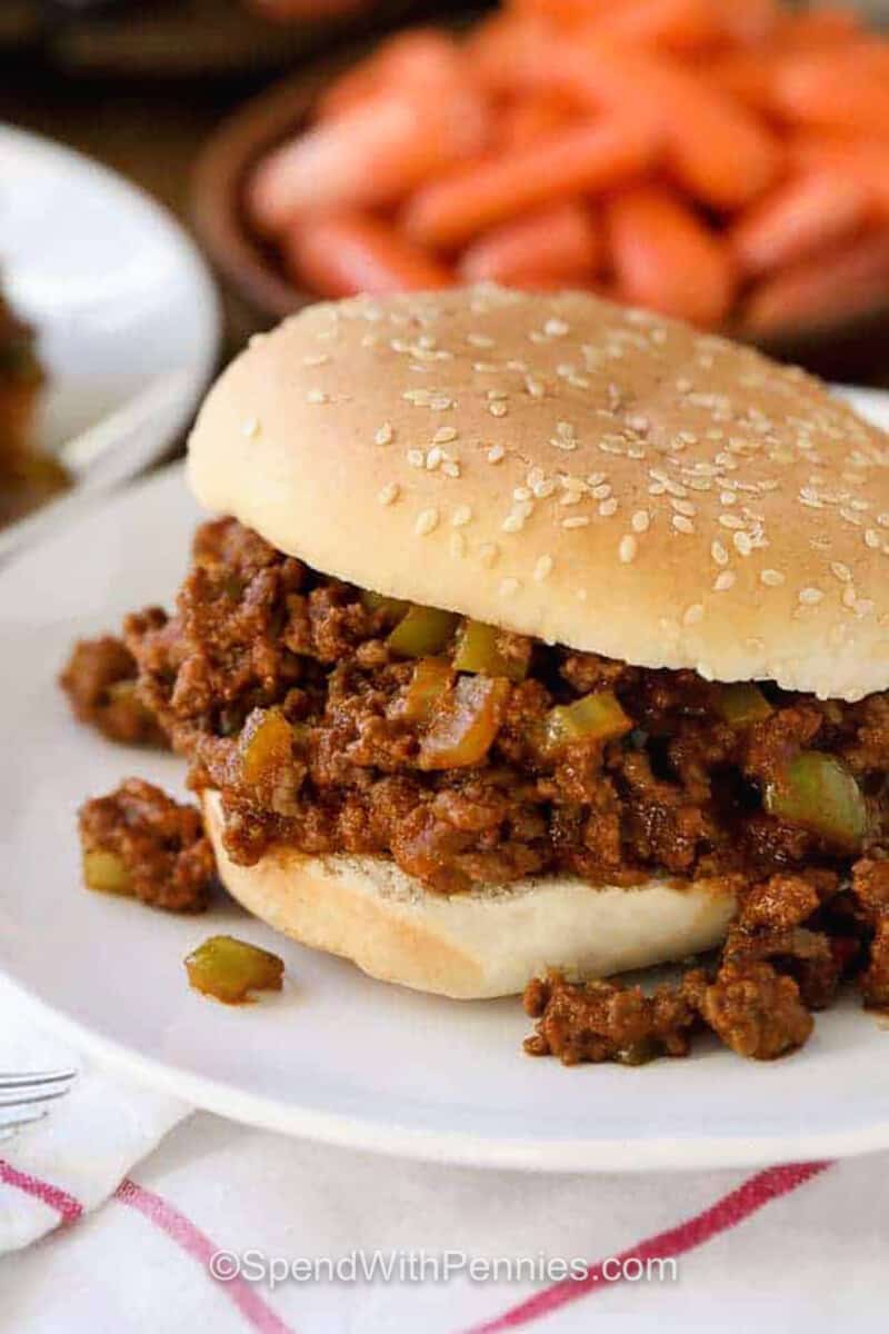 close up of Crock Pot Sloppy Joes on a plate