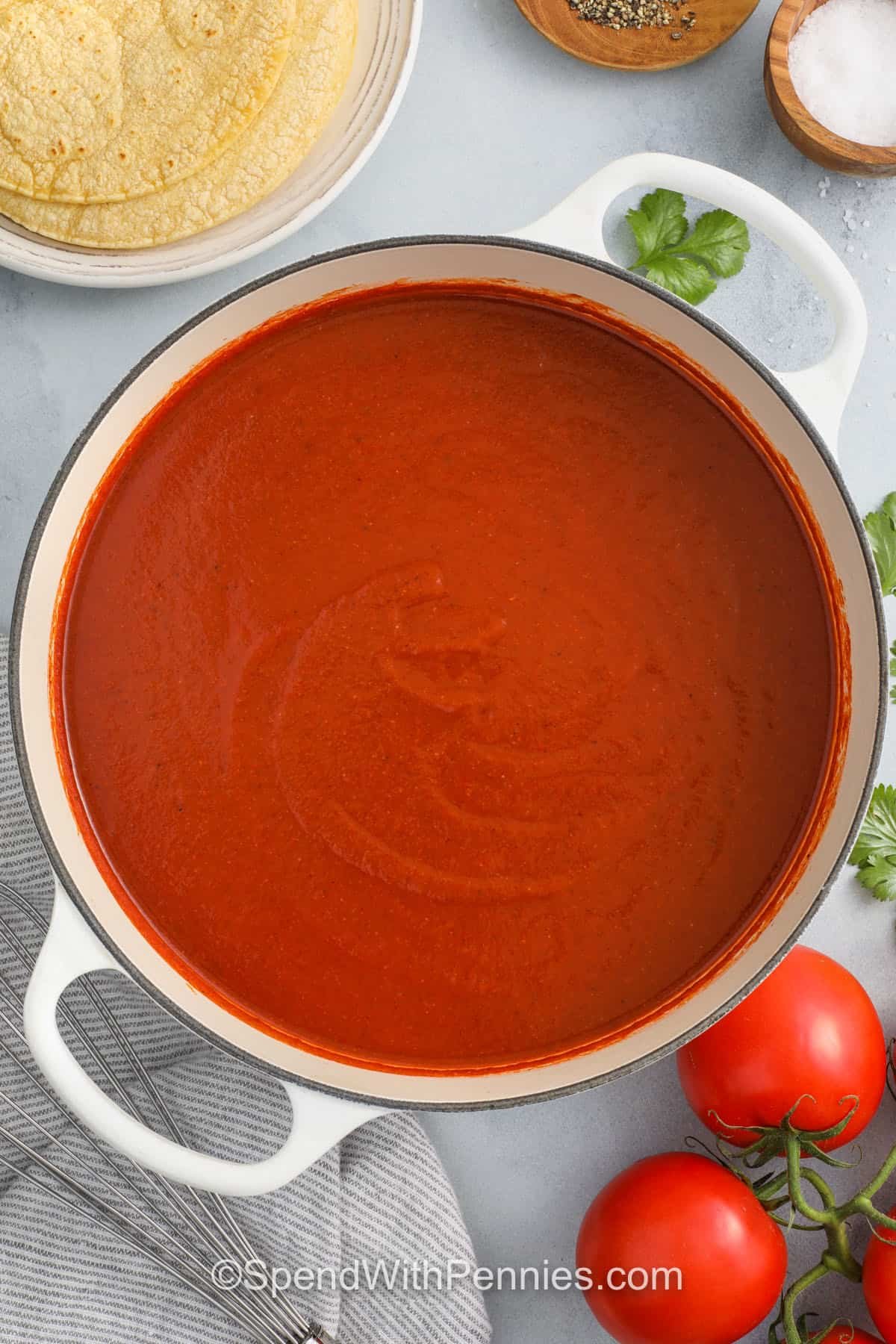 Enchilada Sauce in the pot