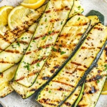 slices of tender Grilled Zucchini on a plate