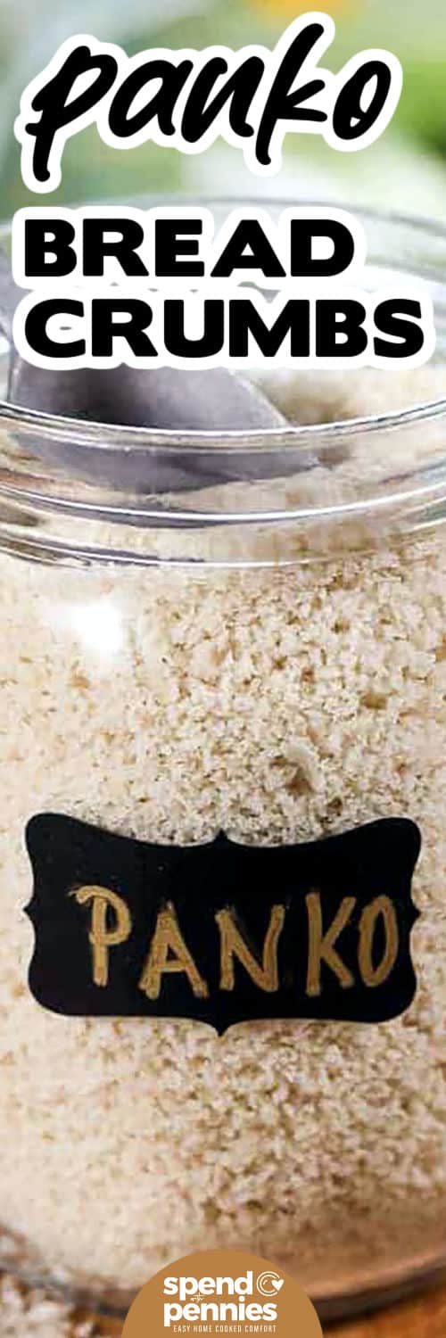 Panko Bread Crumbs in a jar with a title