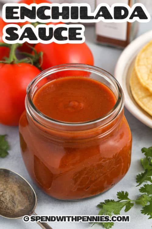 jar of Enchilada Sauce with a title