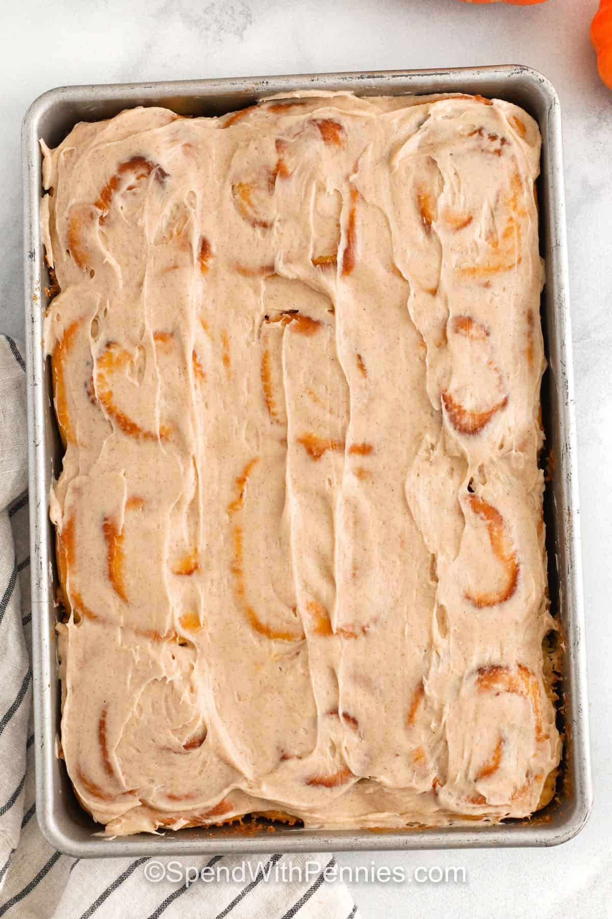 Pumpkin Cinnamon Rolls with cream cheese frosting