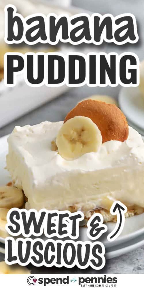 Banana pudding is always a favorite with its creamy layers and sweet banana flavor. It’s made with simple pantry ingredients and lots of love. Whipped topping, banana slices, and crunchy vanilla wafers make it a dreamy dessert for any occasion. Whether you're making it for guests or sneaking a spoonful from the fridge, it’s the kind of dish that never goes out of style. It’s classic comfort in every layer. #spendwithpennies sweet and luscious Banana Pudding Recipe on a plate with writing
