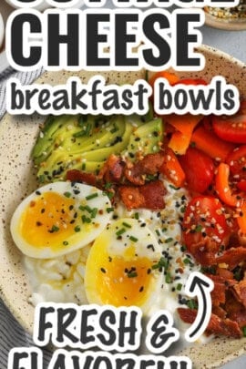 fresh and flavorful Cottage Cheese Breakfast Bowls with writing