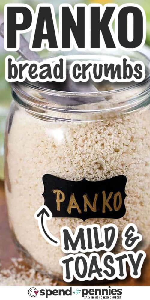 mild and toasty Panko Bread Crumbs with writing