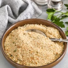 wooden bowl full of Seasoned Bread Crumbs