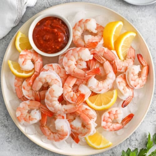 plated Shrimp Cocktail with sauce