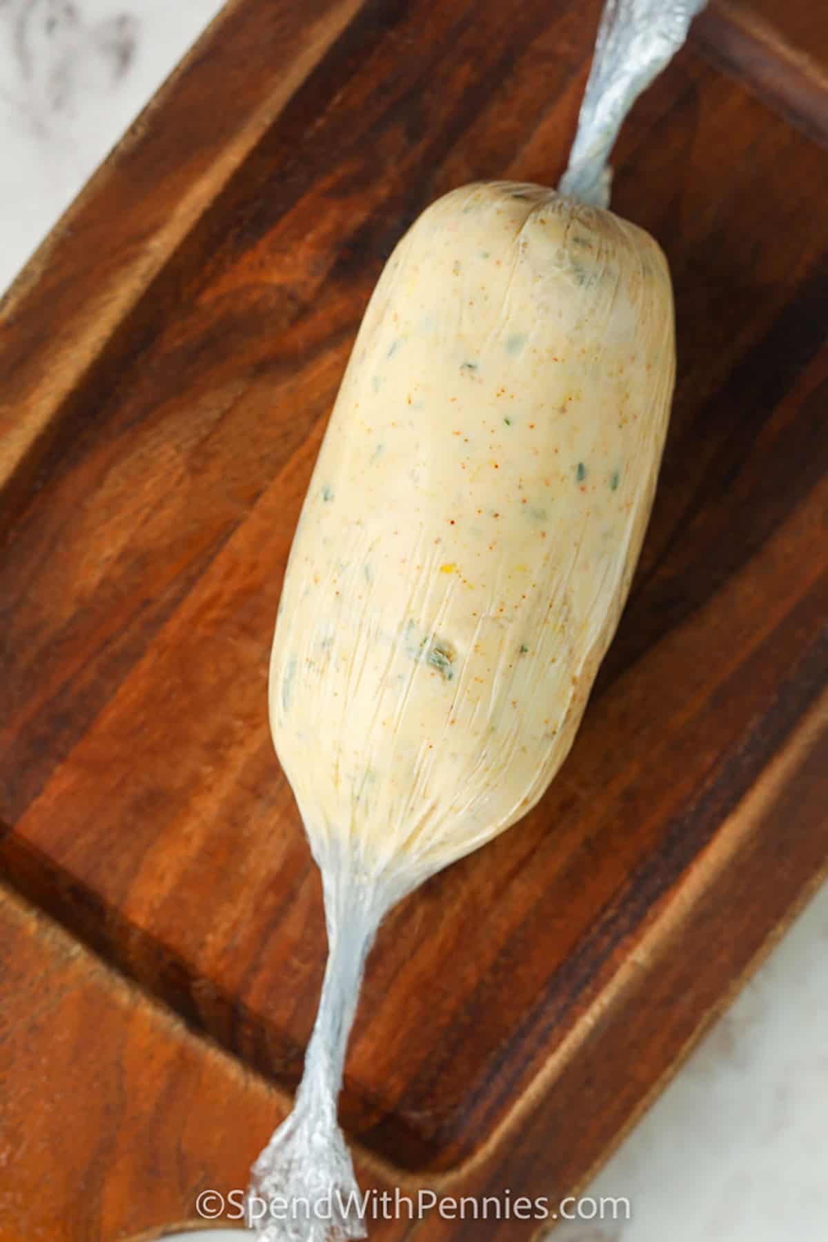 Steak Butter wrapped in plastic wrap