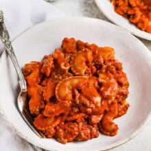 plated dishes of Homemade Beefaroni