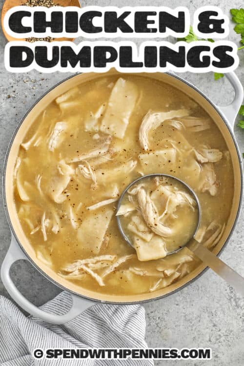 Chicken and dumplings are the kind of meal that warms you from the inside out. Tender chicken, cozy broth and soft dumplings are all in a large pot of house-made dishes that the whole family will love. This recipe is easy to make and full of classic flavors that feel like home. When you want a delicious comfort food meal, it is delightful, comforting and perfect, and everyone can come together and enjoy it together. #spendwithpennies Vintage chicken and dumplings and title