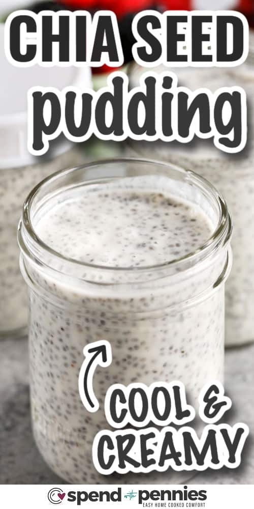 cool and creamy Chia Seed Pudding with writing