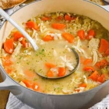 Chicken and Rice Soup in a pot