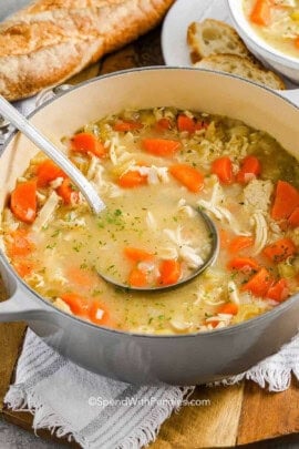 Chicken and Rice Soup in a pot