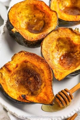 Roasted Acorn Squash with honey butter