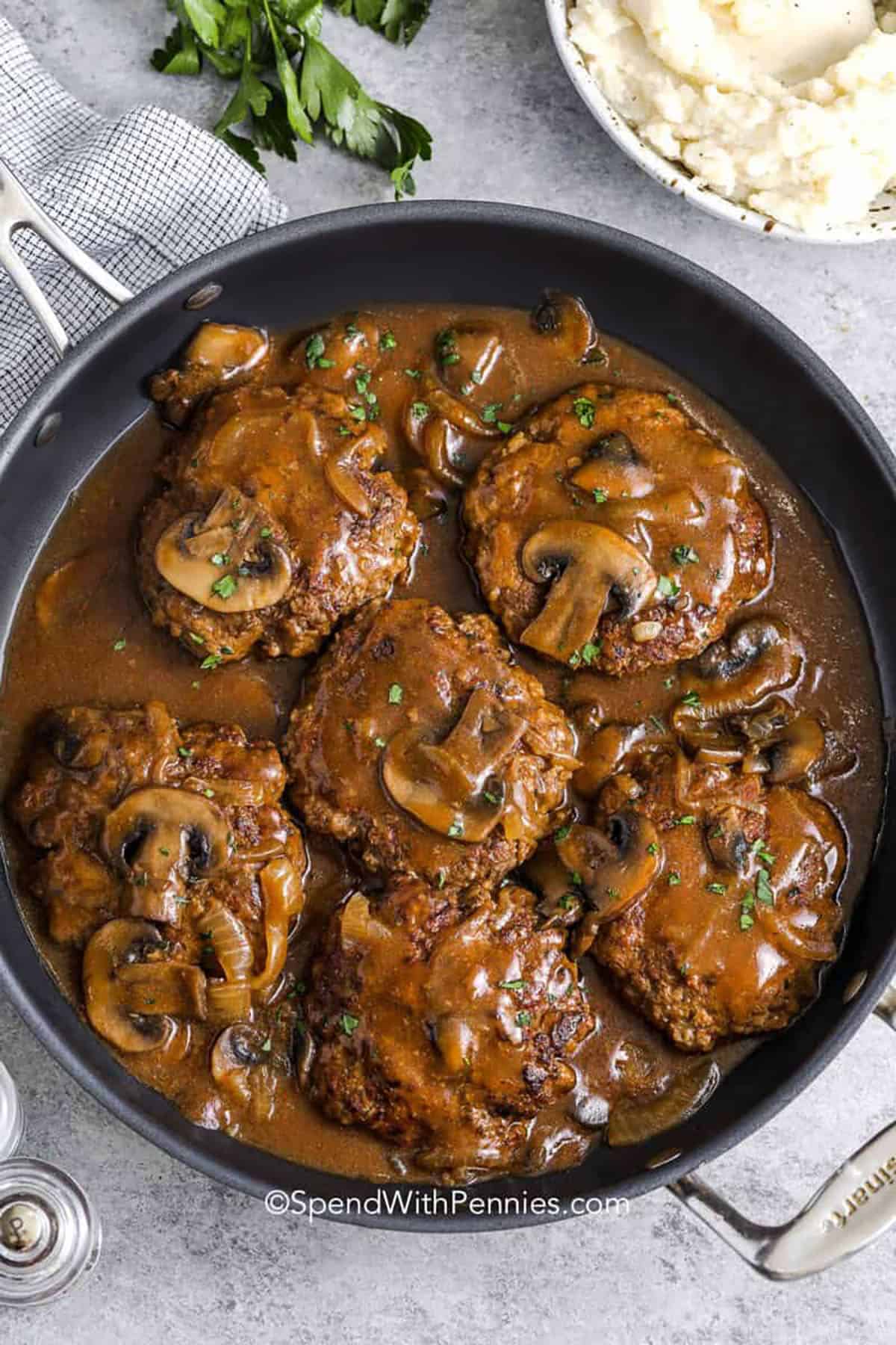 Salisbury Steak in a pan
