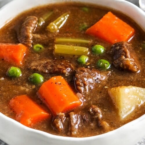 a bowl of crockpot beef stew