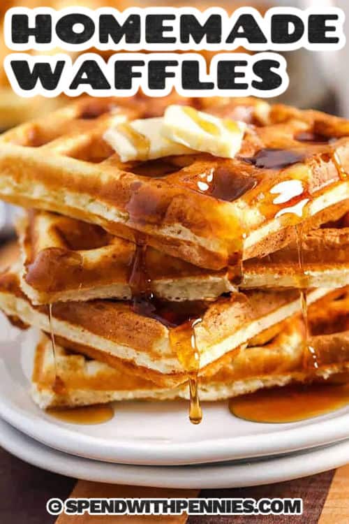 plated Homemade Waffles with a title