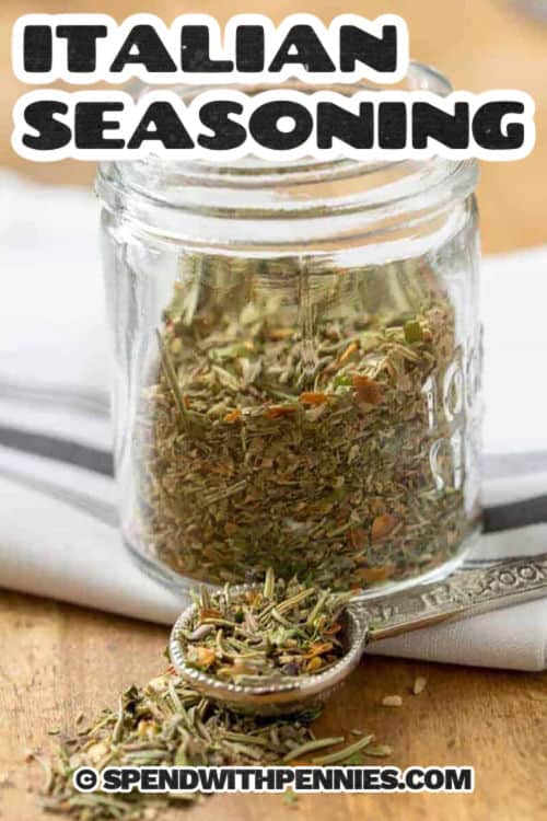 jar of Italian Seasoning with a title