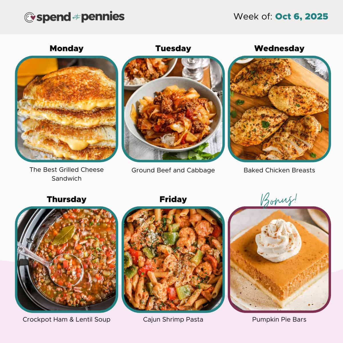 Weekly Meal Plan Oct 6, 2025 Hero