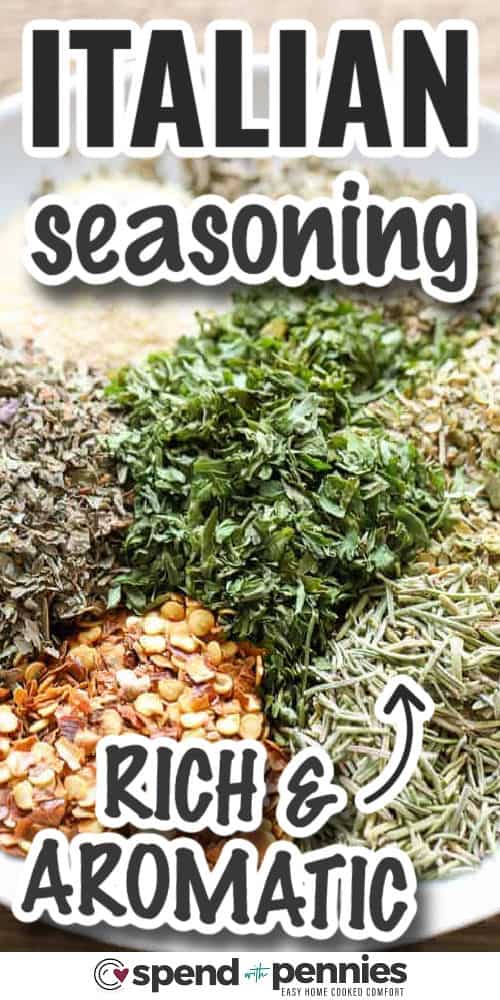 rich and aromatic Italian Seasoning with writing