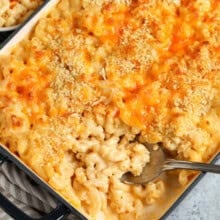 creamy Baked Mac and Cheese Recipe in a dish
