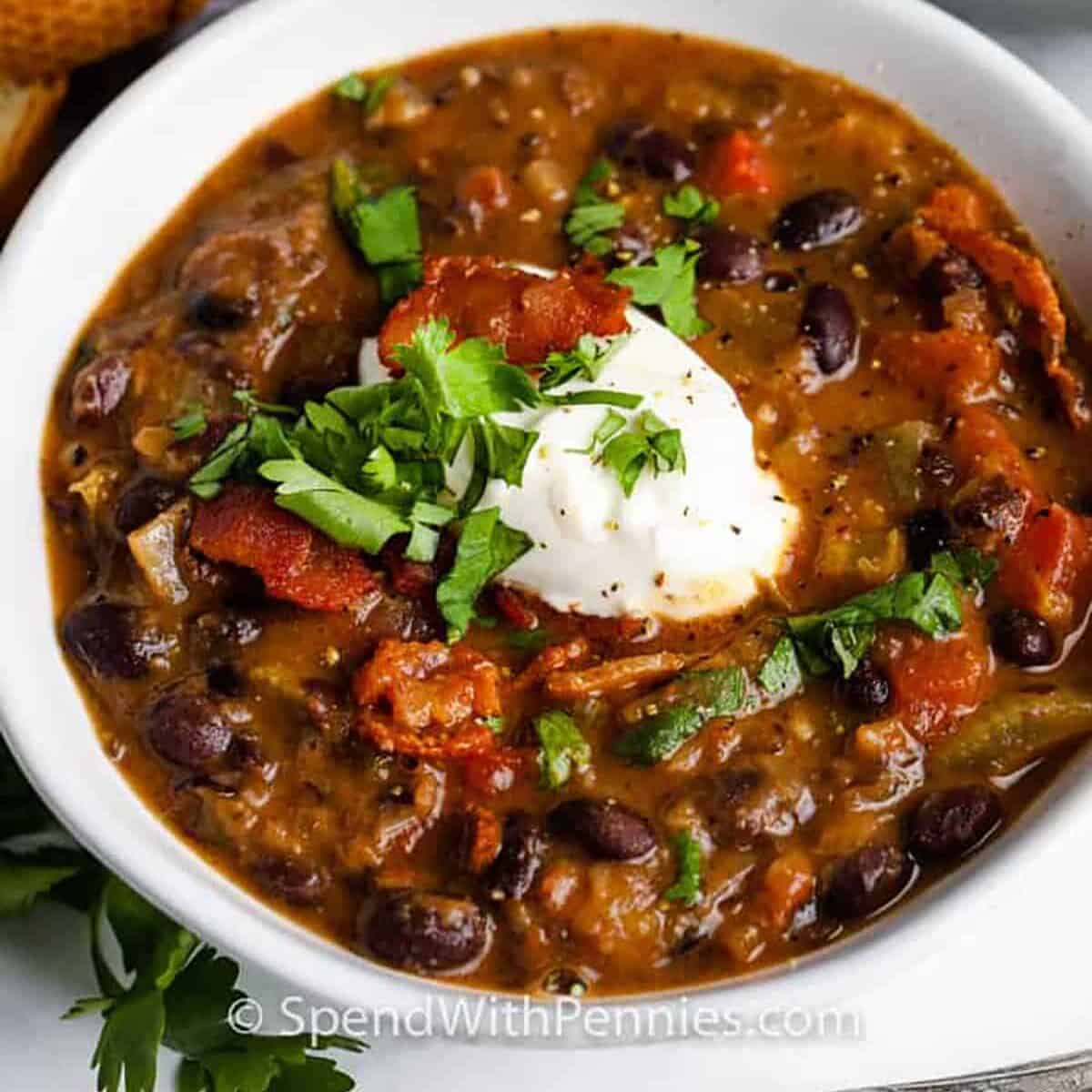 Black Bean Soup in a bowl