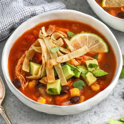 Chicken Tortilla Soup with avocado