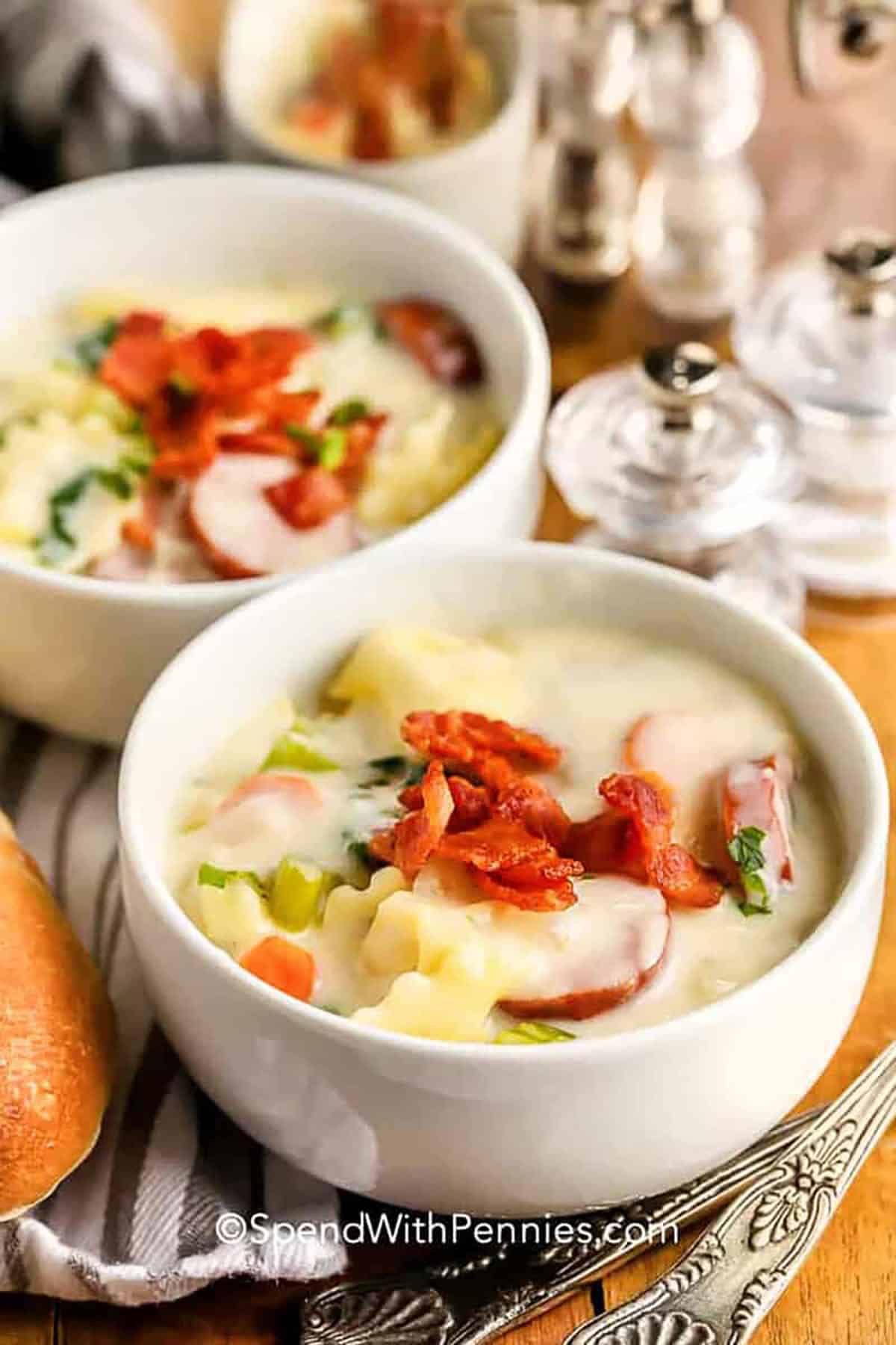 Make this creamy tortellini soup when you need a hearty, satisfying dinner. This recipe combines Italian sausage, bacon, and cheese-filled tortellini with a smooth, flavorful broth. Spinach adds freshness, while garlic and herbs bring depth to every bite. Parmesan cheese makes it extra rich. It’s all cooked in one pot, so cleanup is simple too. A family favorite that tastes amazing with bread. #spendwithpennies comforting Creamy Tortellini Soup with bacon