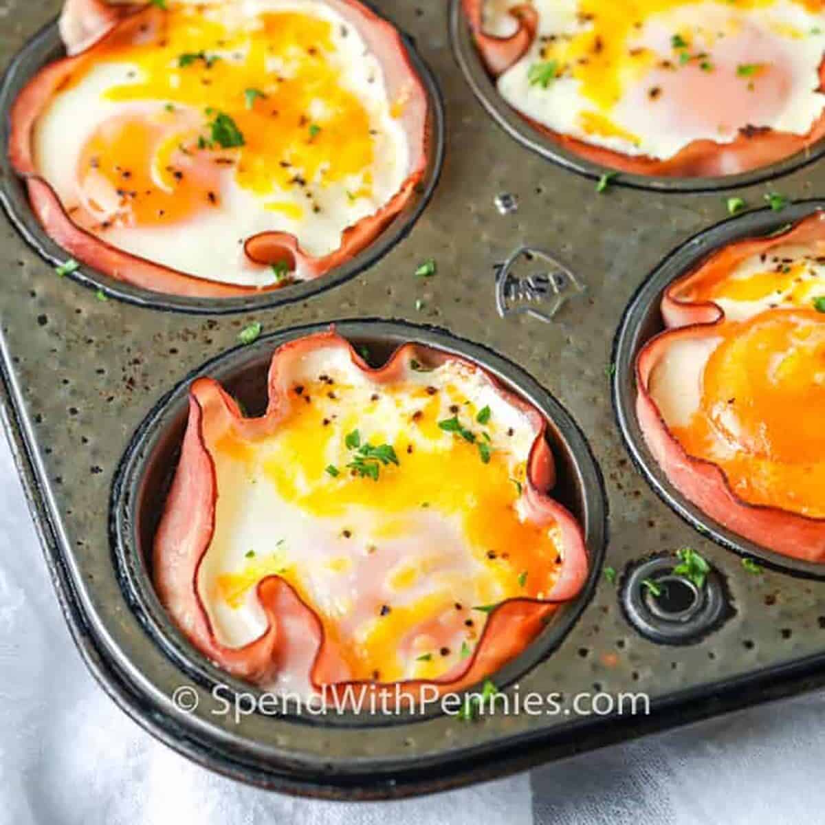 Easy Baked Eggs in the tin