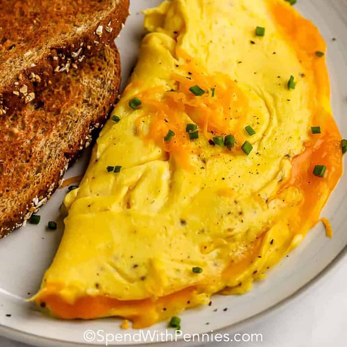 How to Make an Omelette with melted cheese on top on a plate