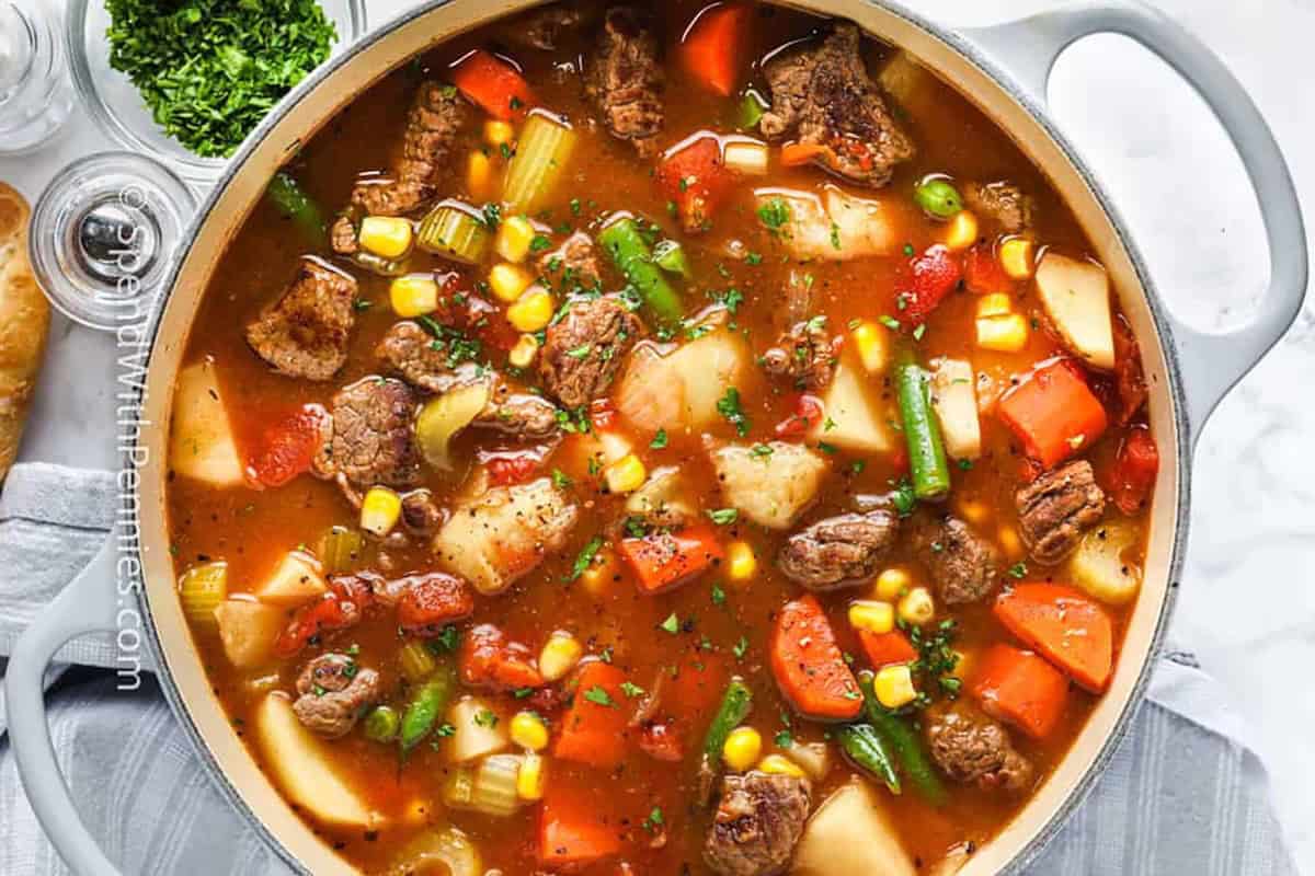 Tender beef + lots of veggies = the best bowl of soup you’ll make this season.