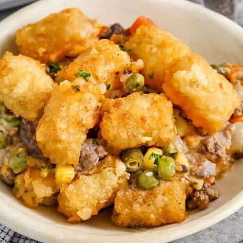 tater tot casserole in a bowl