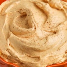 a serving dish of pumpkin dip