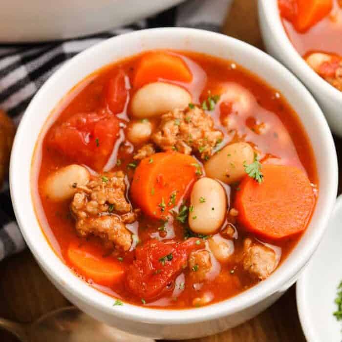 Italian Bean Soup in a bowl